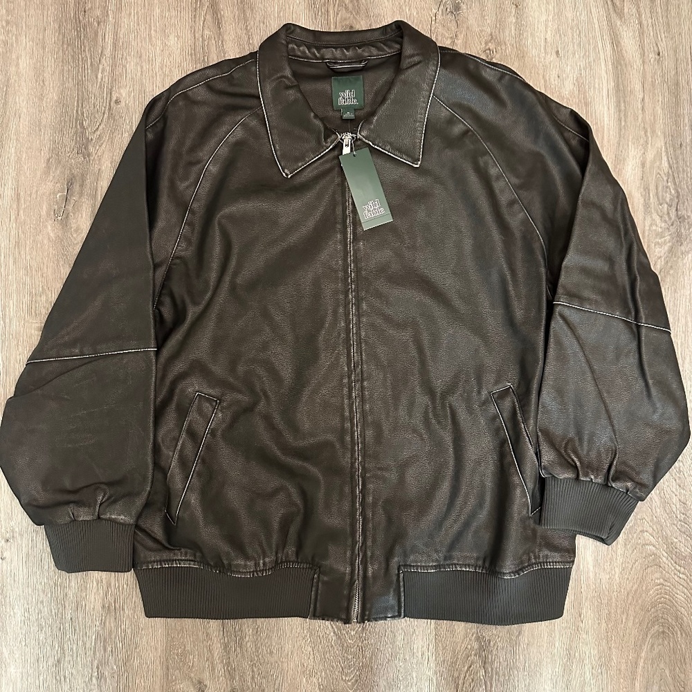 Wild Fable's Women's Distressed Faux Leather Bomber Jacket - Picture 4 of 16